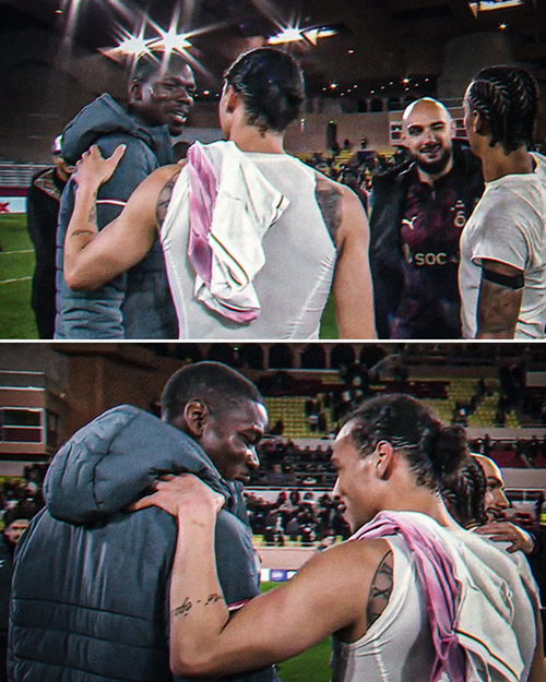 欧冠重逢！博格<a href=/look/zuqiuzhibo/barcelona/ target=_blank class=infotextkey>巴萨</a>内场边寒暄，曼市德比旧将再聚首