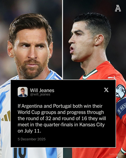 阿根廷葡萄牙若小组头名出线，<a href=/juxing/look/zuqiuzhibo/119.html target=_blank class=infotextkey>梅西</a>C罗1/4决赛将提前相遇